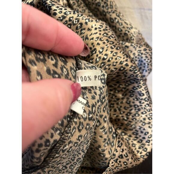 Alice Handmade In London Leopard Satin & Black Swiss Dot Tie Back Dress sz S EUC - Picture 9 of 9